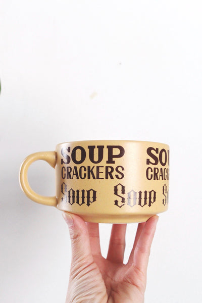 Vintage 1970's Soup & Crackers Stoneware Mug Bowl Japan | Sold Individually