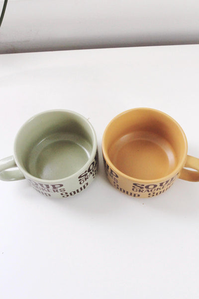 Vintage 1970's Soup & Crackers Stoneware Mug Bowl Japan | Sold Individually