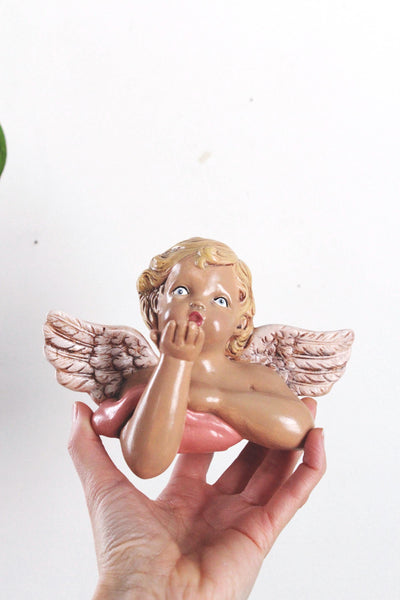 Vintage Hand Painted Ceramic Angel Cherub Figurine