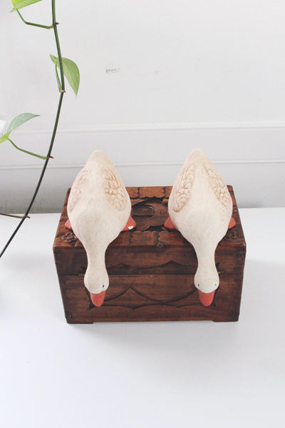 Vintage Hand Made Painted Ceramic Leaning Goose Duck Figurine | Sold Individually