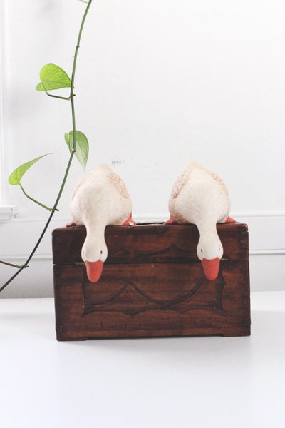 Vintage Hand Made Painted Ceramic Leaning Goose Duck Figurine | Sold Individually