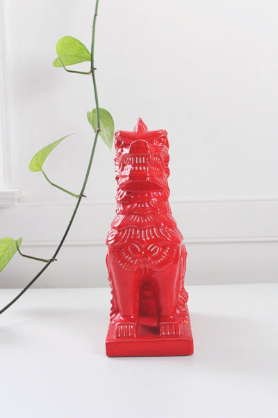 Vintage Arnel Red Foo Dog Chinese Guardian Lion Sculpture