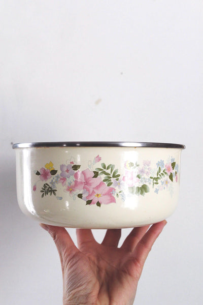 Vintage Kobe Enamelware Floral Nesting Bowls Set of 3