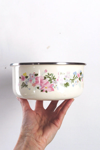 Vintage Kobe Enamelware Floral Nesting Bowls Set of 3