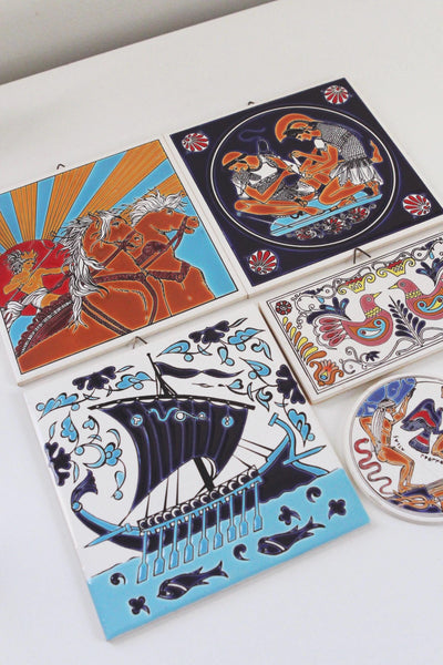 Vintage Niarchos Hellas Greek Mythology Handmade Ceramic Wall Tile | Sold Individually