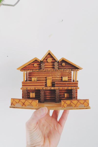 Vintage Handmade Miniature Norwegian Wooden Log Cabin | Sold Individually