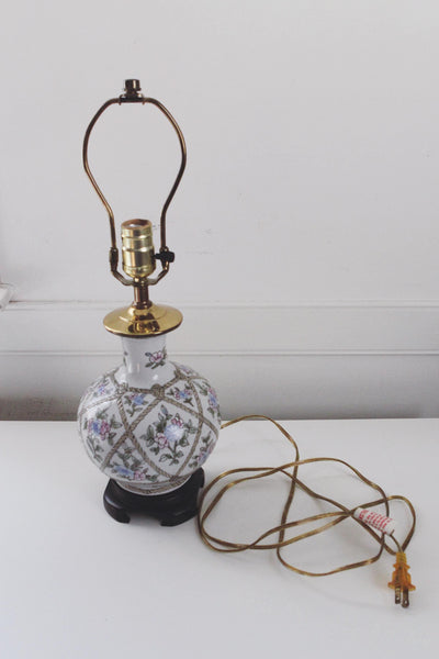 Vintage Chinese Chinoiserie Floral Porcelain Ceramic Ginger Jar Table Lamp
