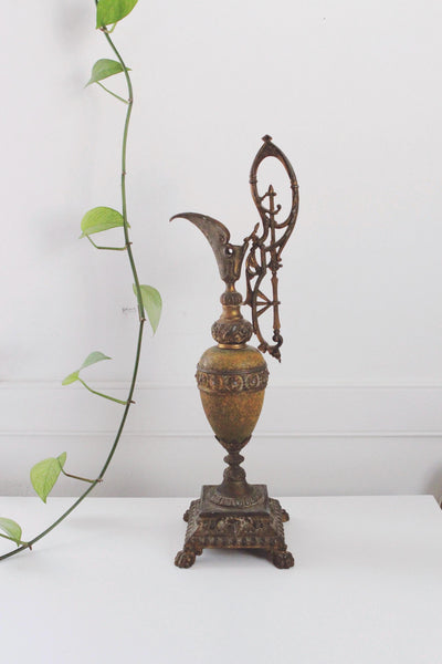 Vintage Antique Brass Ornate Victorian Mantel Ewer