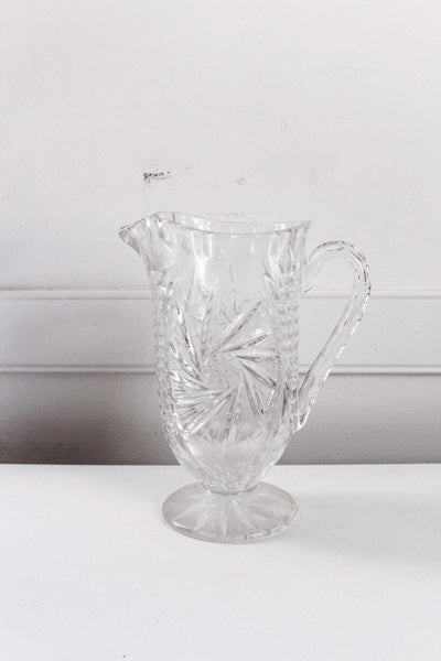 Vintage Antique American Brilliant Period Cut Glass Crystal Pitcher
