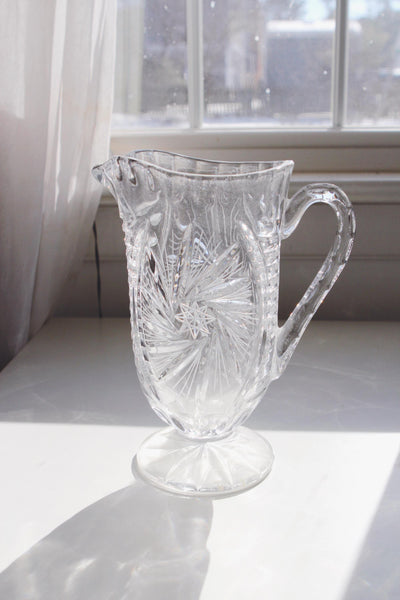 Vintage Antique American Brilliant Period Cut Glass Crystal Pitcher