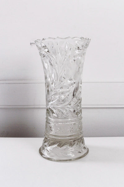 Antique McKee Innovation 407 EAPG Early American Pattern Glass Cut Etched Pressed Glass Flower Vase