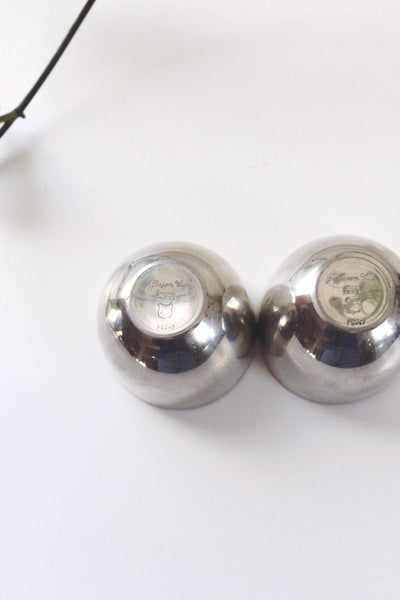 Vintage Engraved His & Hers Stieff Pewter Jefferson Cups Pair Set
