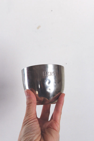 Vintage Engraved His & Hers Stieff Pewter Jefferson Cups Pair Set