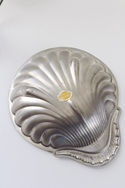 Vintage Silver-Plated Scalloped Seashell Shell Serving or Trinket dish West Germany