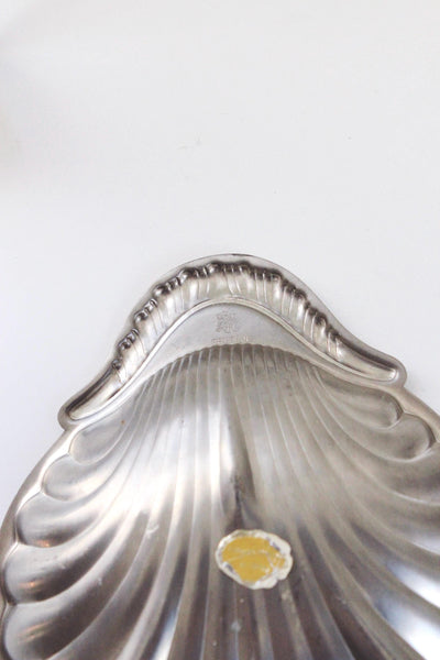 Vintage Silver-Plated Scalloped Seashell Shell Serving or Trinket dish West Germany