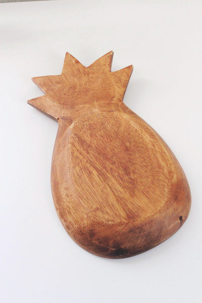 Vintage Acacia or Monkeypod Wood Pineapple Serving Tray Trinket Dish