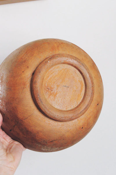 Vintage Hand-Turned Wooden Dough Bowl Primitive Farmhouse Fruit Bowl