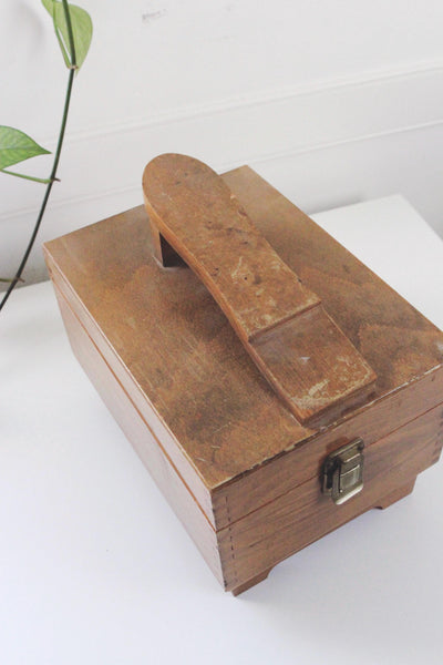 Vintage Handcrafted Wooden Shoe Shine Valet Box Kit