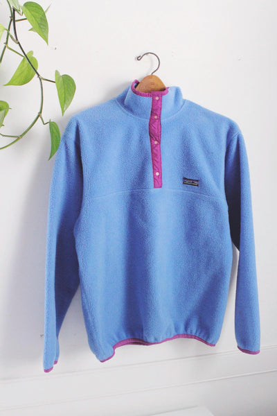 Vintage 80s 90s Patagonia Synchilla Fleece Blue Snap T Pullover Jacket Sweatshirt Small Medium USA Made