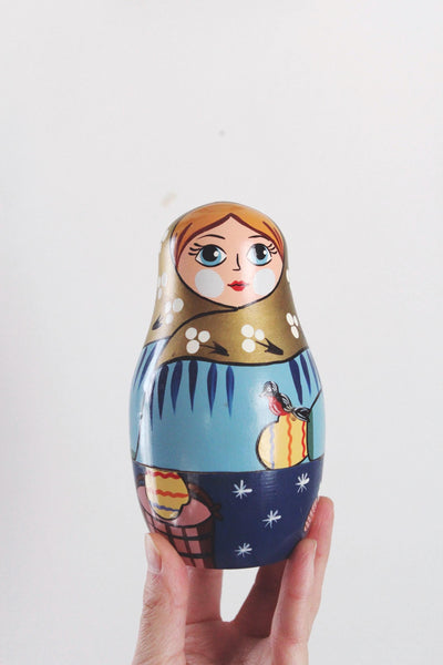 Vintage Nesting Dolls - Russian Matryoshka - Wooden Babushka Doll