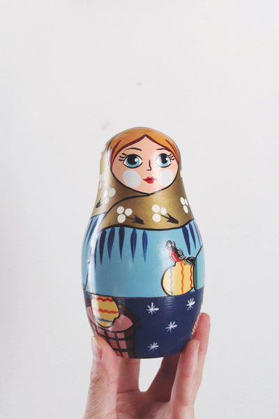 Vintage Traditional Russian Matryoshka Nesting Doll Stacking Babushka Doll | Sold Individually