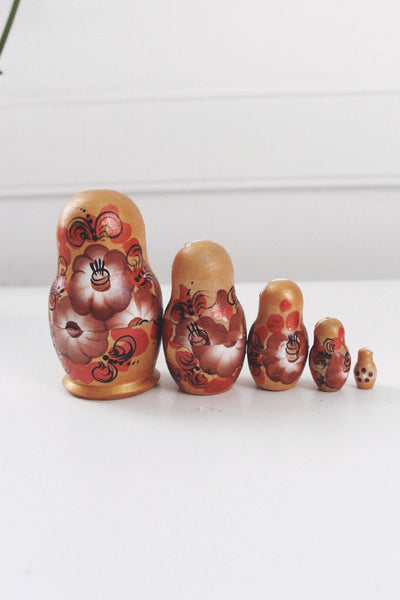 Vintage Nesting Dolls - Russian Matryoshka - Wooden Babushka Doll