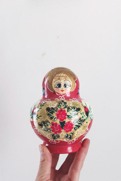 Vintage Nesting Dolls - Russian Matryoshka - Wooden Babushka Doll