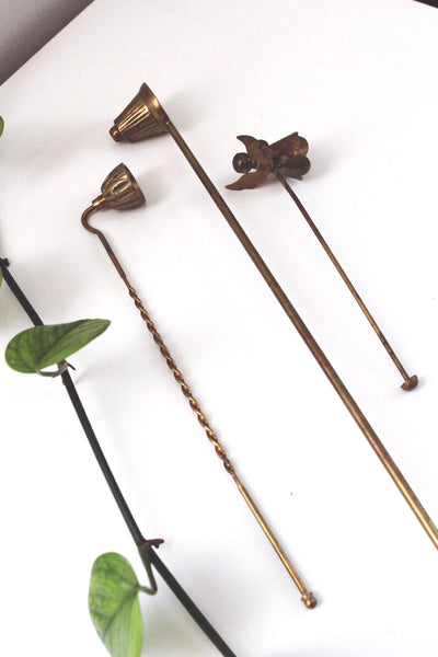 Vintage Antique Brass Candle Snuffer Bell Angle | Sold Individually
