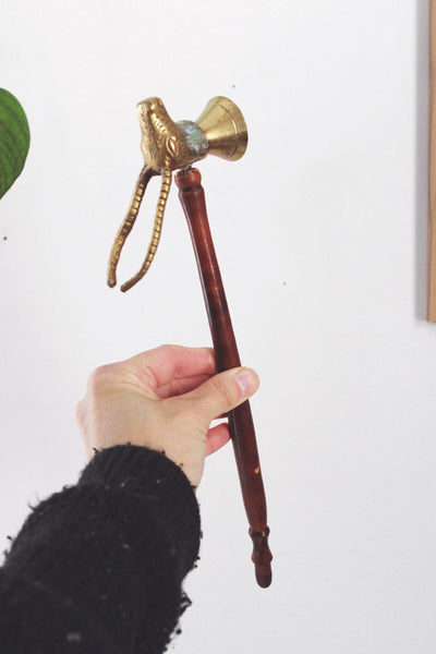 Vintage Antique Long Brass Wood Candle Snuffer Bell Rooster Antelope | Sold Individually