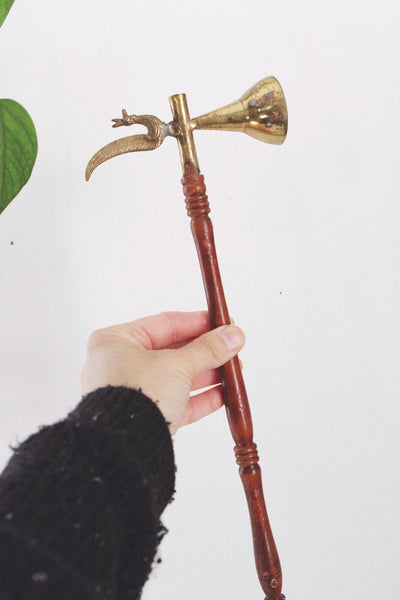 Vintage Antique Long Brass Wood Candle Snuffer Bell Rooster Antelope | Sold Individually