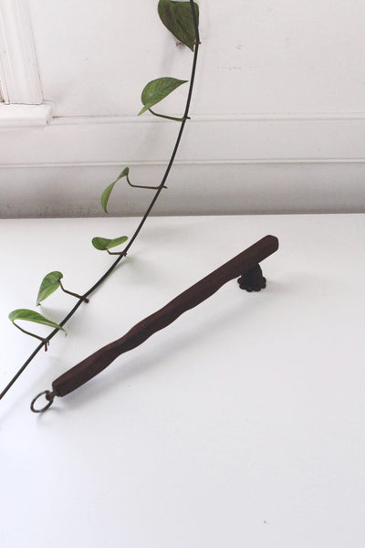 Vintage Antique Silver Iron Wood Bell Candle Snuffer