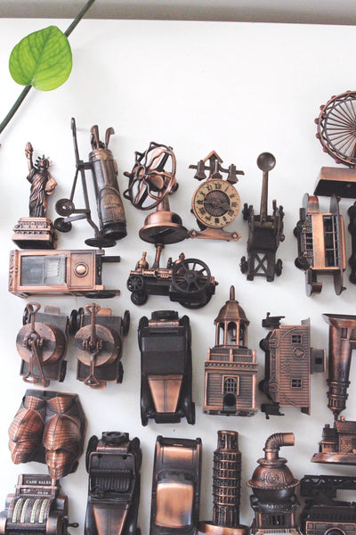 Vintage Miniature Die-Cast Metal Antique Copper Pencil Sharpeners
