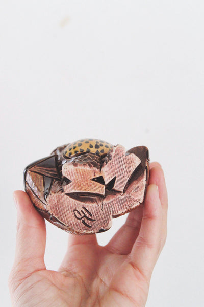 Vintage Artesania Rinconada Hand Carved Clay Ceramic Owl Figurine