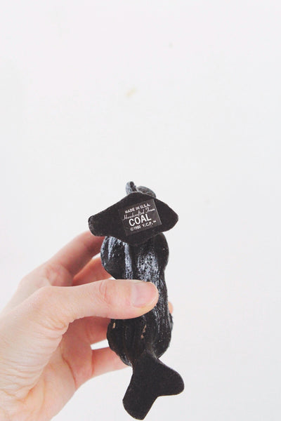 Vintage Hand-Carved Black Coal Pair Owl Figurine