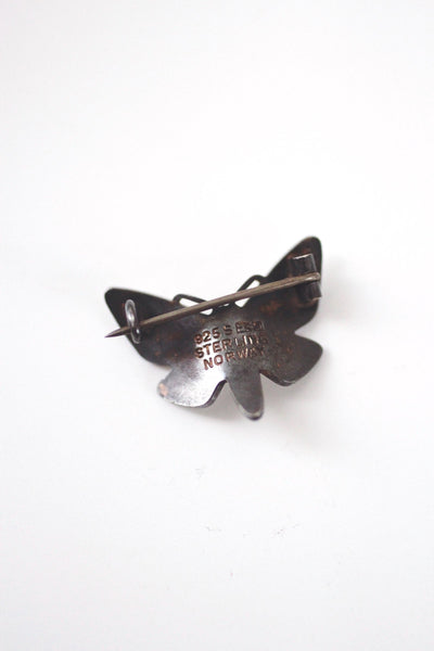 Vintage Einar Modahl Norway Sterling Enamel Butterfly Dragonfly Pin Brooch