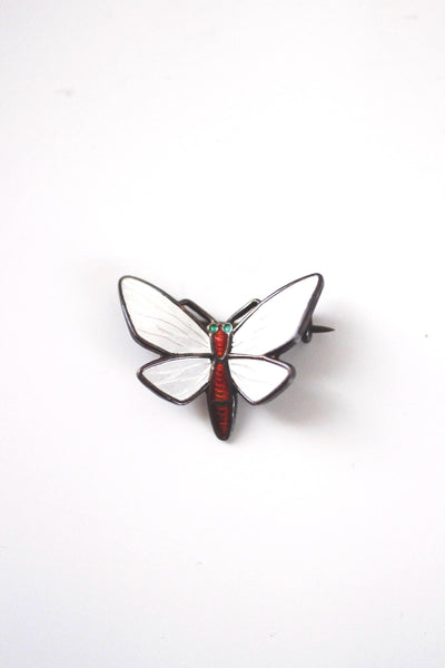 Vintage Einar Modahl Norway Sterling Enamel Butterfly Dragonfly Pin Brooch