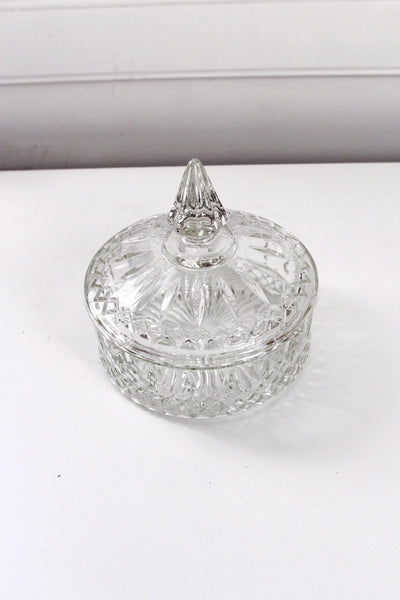 Vintage Indiana Glass Clear Princess Covered Candy Dish Trinket Box