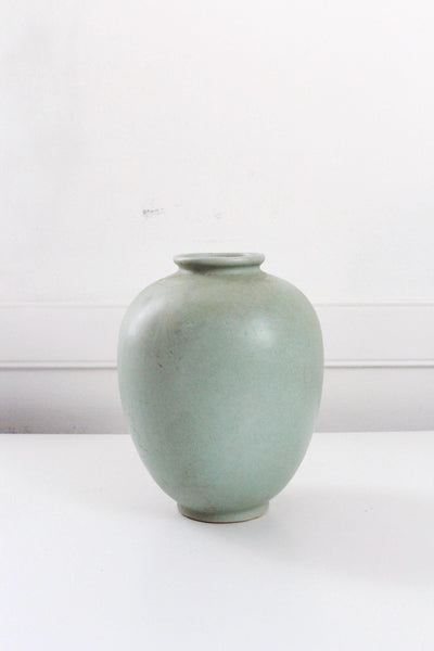 Vintage Hand Made Studio Pottery Sage Green Matte Glaze Ceramic Vase