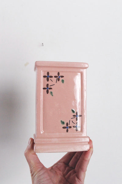 Vintage Robinson Ransbottom Pottery Co. (R.R.P. Co.) Hand Painted Ceramic Floral Pink Vase