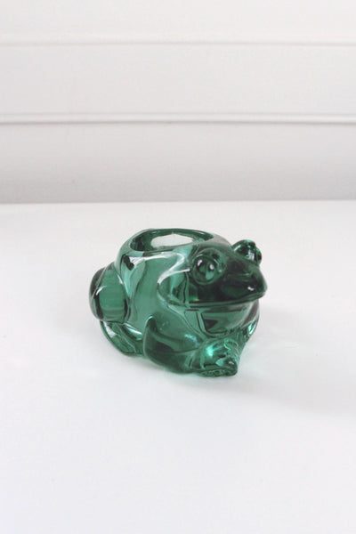 Vintage Indiana Glass Frog Votive Candle Holder Planter Spanish Green