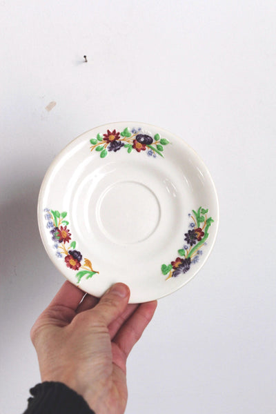 Vintage China Plates Saucers - Hand Painted Floral Ivory - Copeland Spode Golden State, England