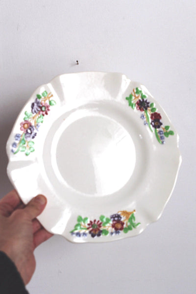 Vintage China Plates Saucers - Hand Painted Floral Ivory - Copeland Spode Golden State, England