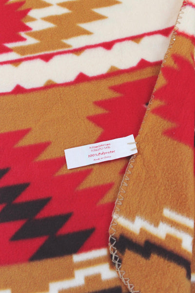 Vintage St. Labre Indian School Southwestern Pattern Fleece Throw Blanket