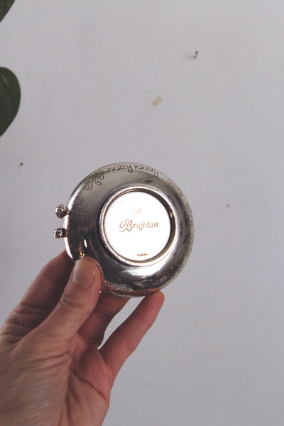 Vintage Brighton Kitty Kaddy Cat Silver-Plated Jewelry Ring Holder Trinket Dish