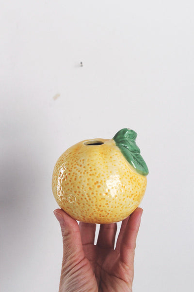 Vintage Hand Painted Orange Lemon Citrus Ceramic Bud Vase