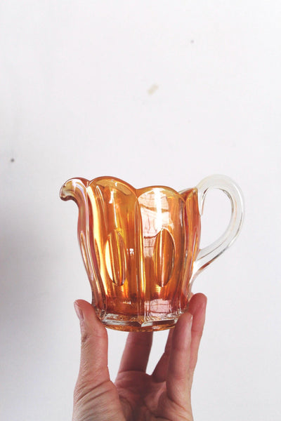 Vintage Dugan Marigold Iridescent Carnival Glass Creamer