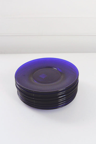 Vintage Cobalt Blue Glass Salad Dessert Plates | Sold Individually