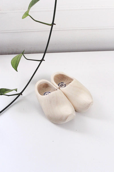 Miniature Hand Made Natural Finish Dutch Wooden Clogs Holland