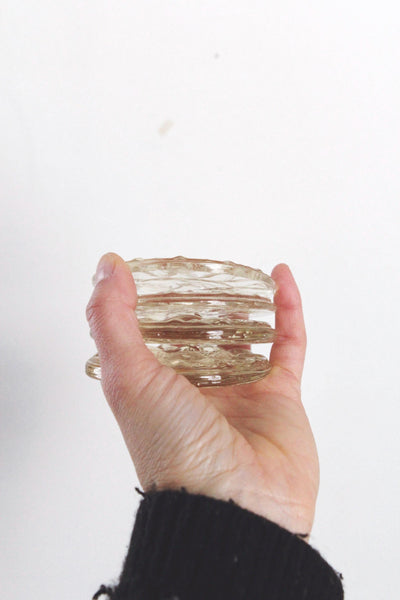 Vintage Solid Thick Clear Glass Sun Disc Paperweight | Sold Individually