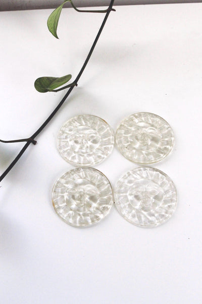 Vintage Solid Thick Clear Glass Sun Disc Paperweight | Sold Individually